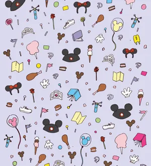 A Pattern Of Disney Characters And Objects Wallpaper
