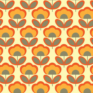 A Pattern Of Orange And Grey Flowers Wallpaper