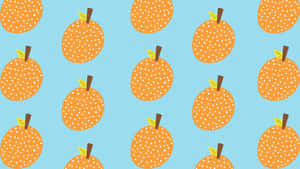 A Pattern Of Orange Fruit On A Blue Background Wallpaper