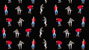 A Pattern Of People Dancing On A Black Background Wallpaper