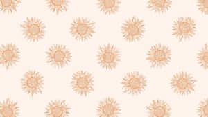 A Pattern Of Sunflowers On A Beige Background Wallpaper