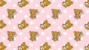 A Pattern With A Bear And A Polka Dot Wallpaper