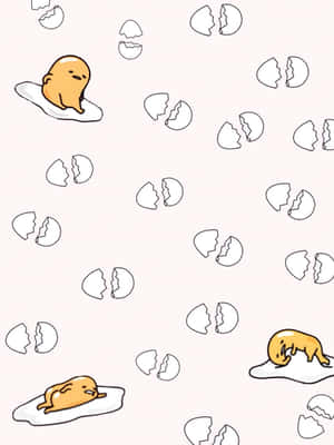 A Pattern With A Cat And An Egg Wallpaper