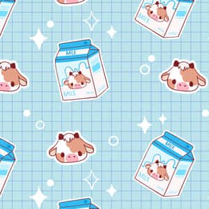 A Pattern With Cows And Milk Bottles Wallpaper