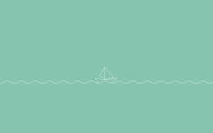 A Peaceful Ocean Scene With A Solitary Boat Wallpaper