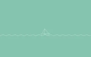 A Peaceful Ocean Scene With A Solitary Boat Wallpaper
