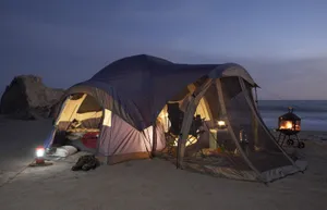 A Perfect Beach Camping Adventure Wallpaper