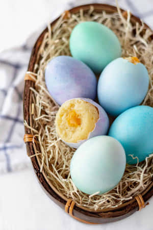 A Perfectly Pristine Eggshell Rests Atop A Vibrant White Backdrop. Wallpaper