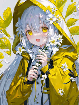 A Person Wearing A Vibrant Yellow Raincoat On A Rainy Day Wallpaper