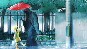 A Person Wearing A Vibrant Yellow Raincoat On A Rainy Day. Wallpaper