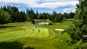 A Picturesque Golf Green On A Sunny Day Wallpaper