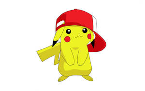 A Pikachu Wearing A Big Yellow Cap Wallpaper