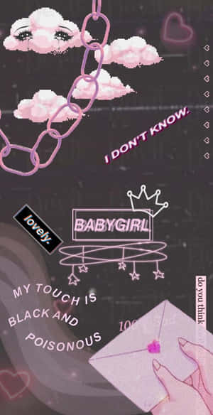 A Pink And Black Picture With The Words Baby Girl Wallpaper