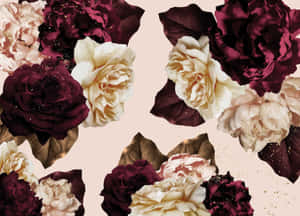 A Pink And Burgundy Floral Pattern Wallpaper