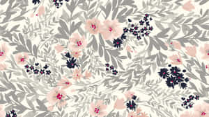 A Pink And Gray Floral Pattern Wallpaper