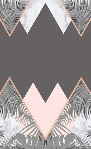 A Pink And Gray Marble Background With Palm Leaves Wallpaper