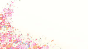 A Pink And White Background With Flowers Wallpaper