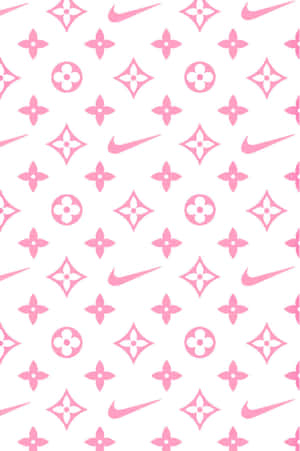 A Pink And White Pattern With Nike Logos Wallpaper