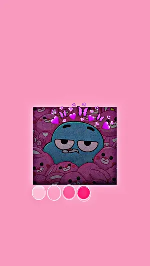 A Pink Background With A Cartoon Character On It Wallpaper