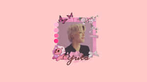 A Pink Background With A Picture Of A Girl Wallpaper