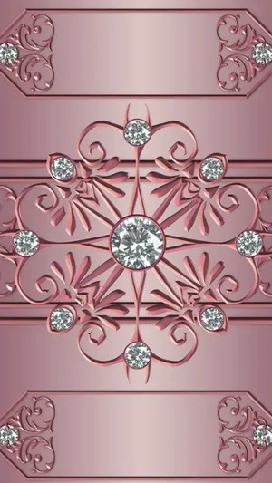 A Pink Background With Diamonds And Ornaments Wallpaper