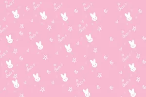 A Pink Background With White Bunnies On It Wallpaper