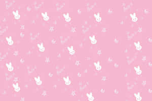 A Pink Background With White Bunnies On It Wallpaper