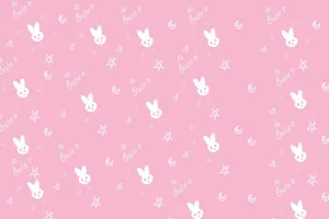 A Pink Background With White Bunnies On It Wallpaper