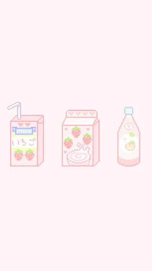 A Pink Box With Strawberries And Milk Wallpaper
