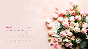 A Pink Calendar With Flowers On It Wallpaper