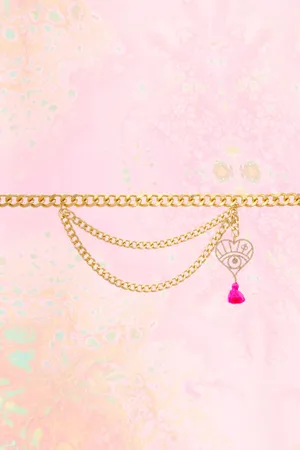 A Pink Chain Bracelet With A Pink Charm Wallpaper