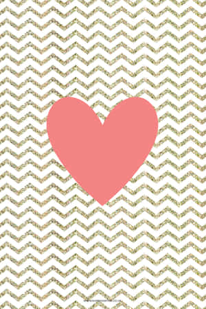 A Pink Heart On A Gold Chevron Background Wallpaper