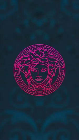 A Pink Logo With A Blue Background Wallpaper