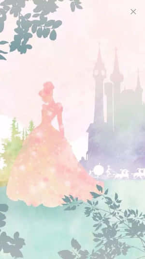 A Pink Princess In A Pink Dress Is Standing In The Water Wallpaper