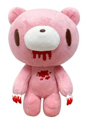 A Pink Teddy Bear With Blood On Its Face Wallpaper