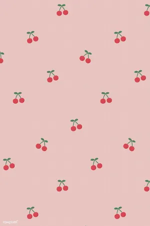 A Pink Wallpaper With Cherries On It Wallpaper