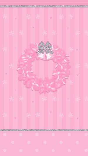 A Pink Wreath On A Striped Background Wallpaper