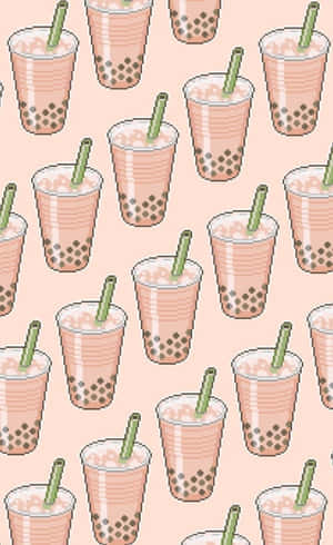 A Pixelated Love For Boba Tea. Wallpaper