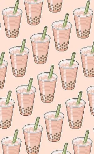 A Pixelated Love For Boba Tea. Wallpaper