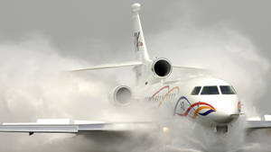 A Plane Emerges Through Clouds Of Smoke Wallpaper