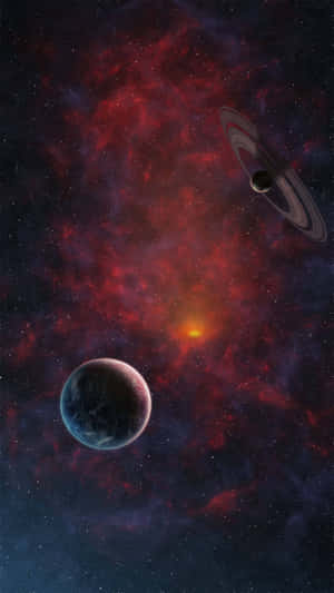 A Planet And A Star In Space Wallpaper