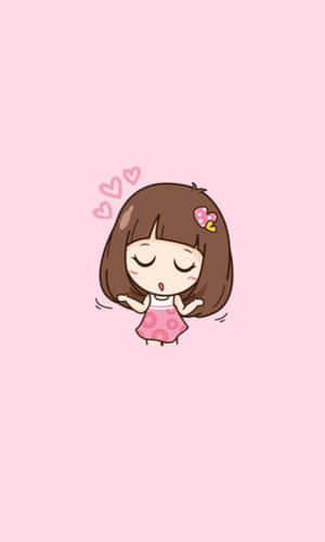 A Playful Pink Cartoon Heart Wallpaper