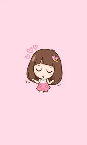 A Playful Pink Cartoon Heart Wallpaper