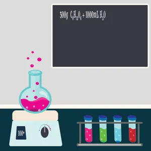A Playful Scientist Conducting An Experiment Surrounded By Bubbling Chemicals And Lively Creatures. Wallpaper
