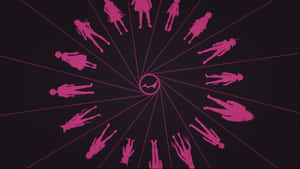 A Poster With Silhouettes Of People In A Circle Wallpaper