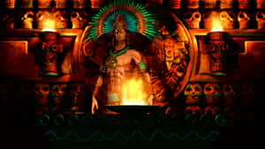 A Powerful Aztec Warrior Ready For Battle Wallpaper