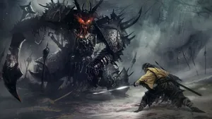 A Powerful Samurai Depicted In Traditional Artwork Wallpaper