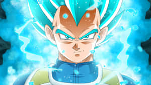 A Powerful Vegeta In His Super Saiyan Form Unleashing Energy Wallpaper