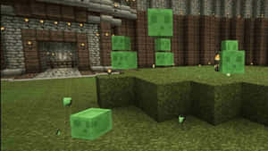 A Productive Minecraft Slime Farm In Action Wallpaper