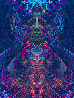 A Psychedelic Image Of A Man With A Blue And Purple Head Wallpaper